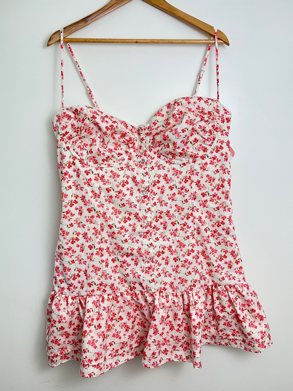 NWT Peppermayo White and Red Floral Cami Dress Size 2XL